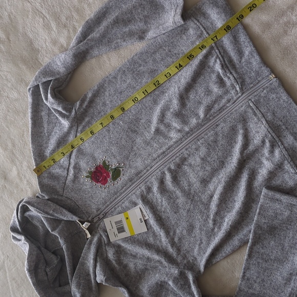 Self Esteem Girls Matching Set Size Medium Rose Zip Up Sweatshirt & Flare Pants - Picture 7 of 16